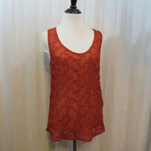 Lucky Brand Red Sheer Embroidered Tank Top S